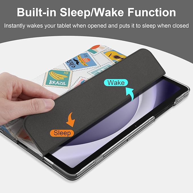 DONGKE Case for Samsung Galaxy Tab A11 Plus A11+ 11 inch (2025/2026) &amp Tab A9 Plus A9+ 11 inch (2024/2023) Slim Smart Stand Cover with Translucent Hard Back Auto Wake/Sleep - Post Stamps
