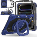 Case for iPad Pro 13 Inch M5 2025 / M4 2024 Auorld for iPad Pro 13 Inch M5 2025 with Screen Protector 360 Degree Rotating Stand Shoulder Strap Pencil Holder Navy Black