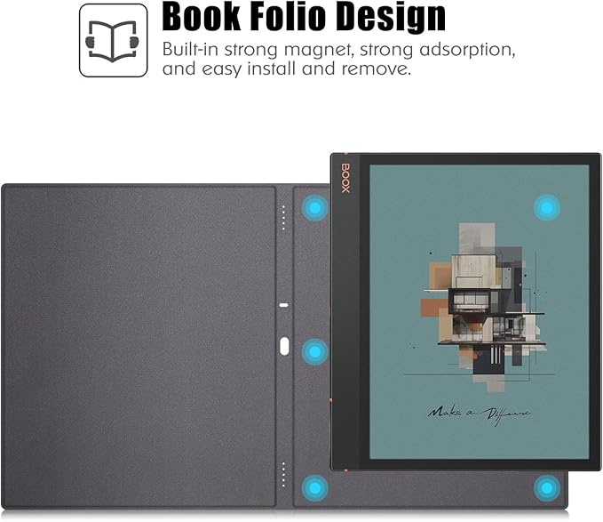 BOZHUORUI Magnetic Case for 10.3 Boox Note Air5 C (2025) / Note Air4 C (2024) / Note Air3 C (2023) Tablet ePaper | with Auto Sleep/Wake | Slim Lightweight | PU Leather Cover (Dark Blue)
