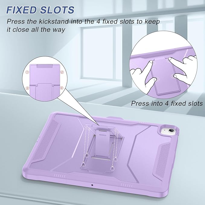 Soke Case for iPad Air 13-Inch M4 2026 M3 2025 &amp M2 2024with Built-in Screen Protector and Kickstand Rugged Full-Body Heavy Duty Protective Cover for Apple iPad Air 13 - Violet
