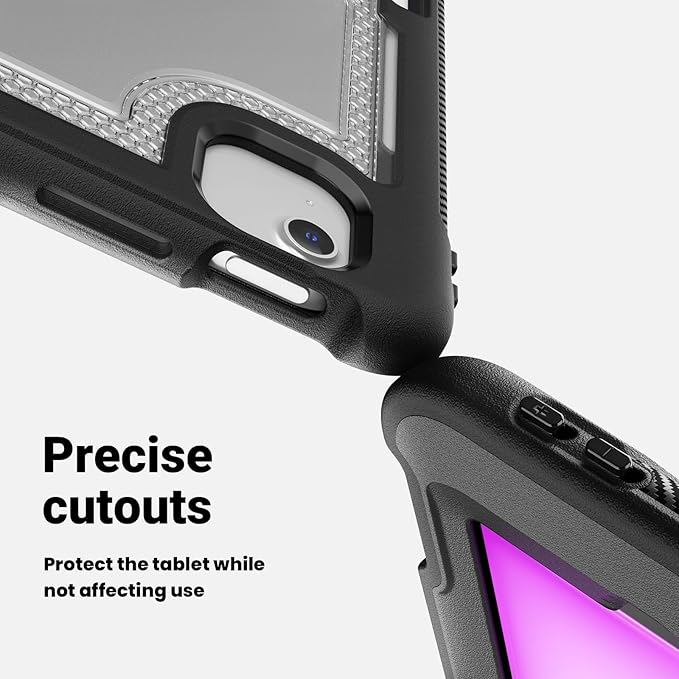 Batianda Case for iPad Air 13-inch 2025 M3 2024 M2 Chip Multilayered Rugged Durable Shockproof Tablet Cover with 360° Rotating Hand Strap Foldable Hidden Stand Transparent
