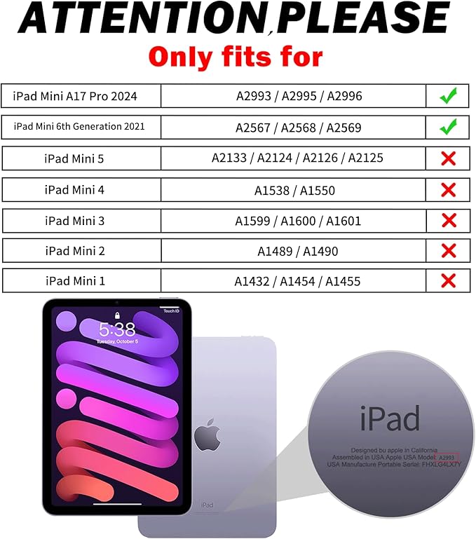 BRAECNstock Case for iPad mini 7 (A17 pro) 2024 &amp Mini 6 2021 8.3-inchShockproof Protective Cover with Pencil HolderScreen Protector360° Rotating Hand Strap/Stand-Rose Red