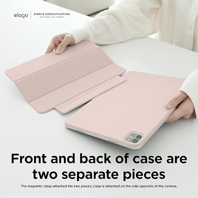 elago Case for iPad A16 10th Generation - iPad Case with Magnetic Attachment to Metal Materials Compatible with elago's Apple Pencil case (Sand Pink)