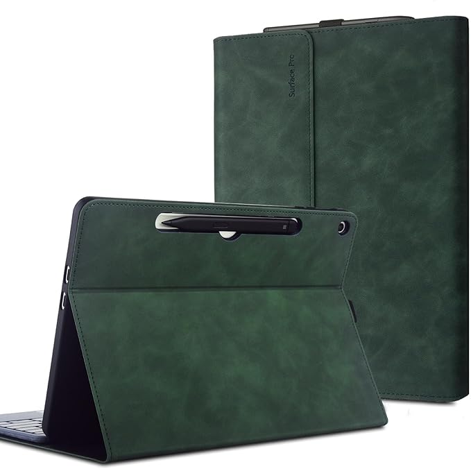 Professional Multi-Angle Tablet Case for Microsoft Surface Pro 12 2025 | PU Leather &amp Hard Shell Protective (Forest 12 Pro)