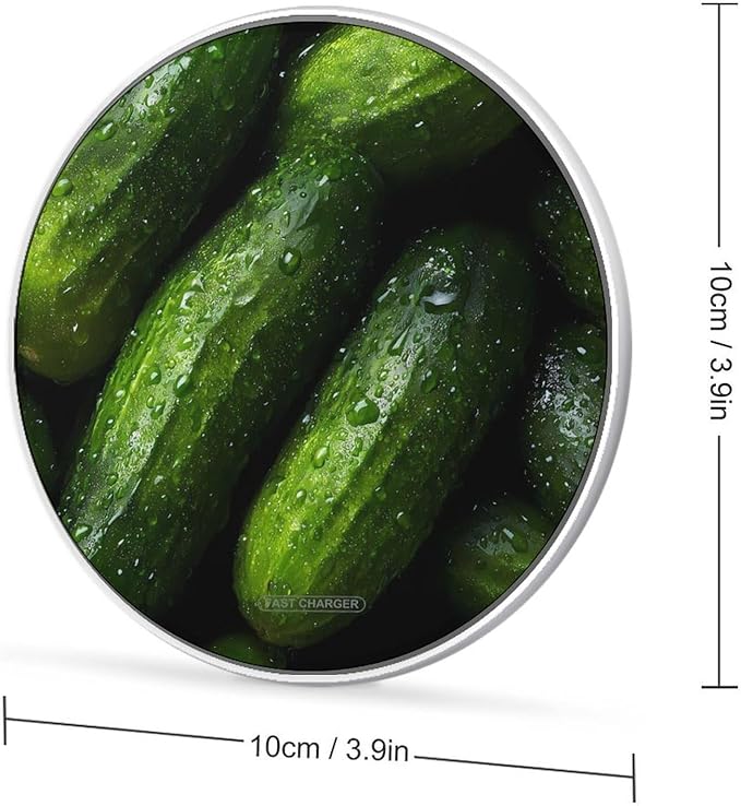 Green Cucumber Pickles Phone Charger Magnetic Charging Pad Anti-Slip with USB Cable