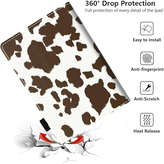 Case for Amazon Kindle Fire HD 10 &amp 10 Plus Tablet 10.1 (13th/11th Generation 2023/2021 Release) - PU Leather Folio Case with Smart Auto Wake/Sleep Cow Print