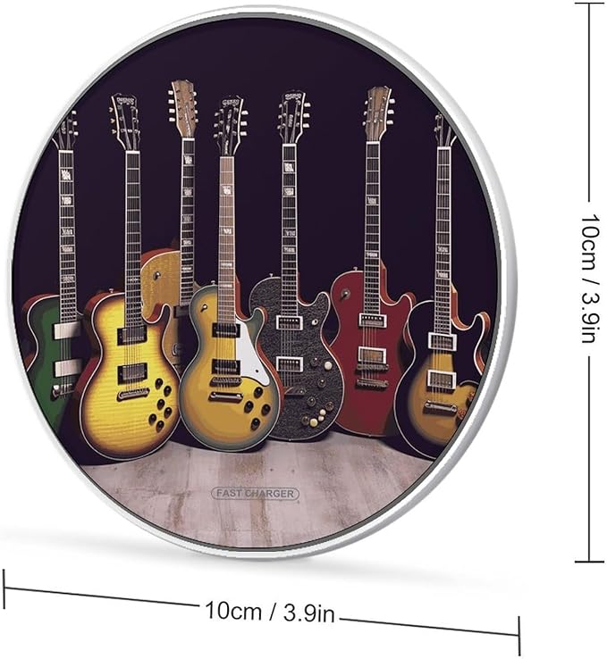 Guitar Collection Wireless Charger Fast Wireless Charging Pad with USB Cable 10W Anti-Slip Magnetic Wireless Charger Portable Slim Charger Puck Travel Charging Station