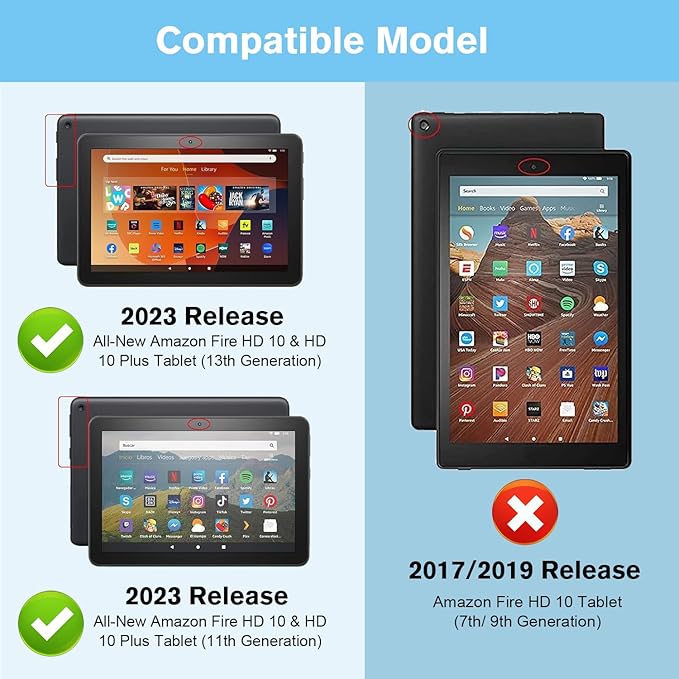 OKP Case for All New Kindle Fire HD 10 Tablet &amp HD 10 Plus (11th/13th Generation 2021/2023 Release) 360 Degree Rotating Swivel Stand Leather Cover with Pencil Holder Auto Wake Sleep Marble Blu