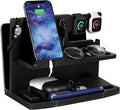 Gifts for Men Desk or Nightstand Organizer - Wood Phone Docking Station - Birthday Gifts for Husband Fathers Day for Dad - Anniversary Idea from Wife - Key Holder Stand Wallet Watch &amp Essential