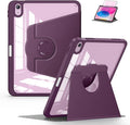 Soke Rotating Case for iPad (A16) 11th Generation 2025 iPad 10th Gen 2022 with Pencil Holder [Shockproof + Auto Sleep/Wake] 360 Degree Rotation Clear Back for iPad 11/10.9 - Purple