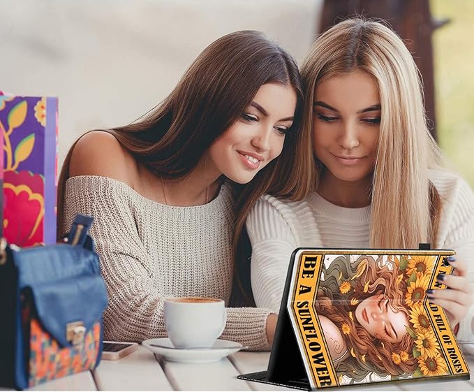 Case Fits Amazon Kindle Fire HD 8 &amp 8 Plus Tablet (12th Generation/10th Generation 2022/2020 Release) 8 Multi-Angle Smart Stand Cover Auto Sleep/WakeSunflower Girl