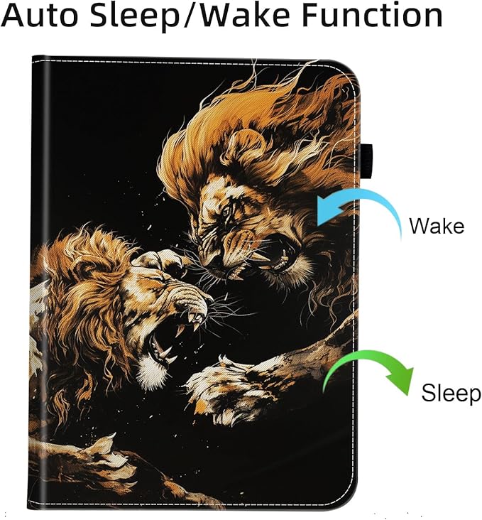 Case for Samsung Galaxy Tab S11 Ultra 14.6 Inch 2025(SM-X930/X936B)Card Slot PU Leather TPU Case Pen Holder Auto Wake SleepCool Lion