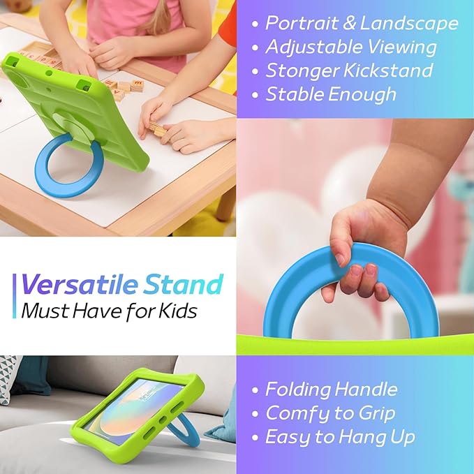 MRWHO Kids Case for iPad 9th 8th 7th Generation 10.2 inch – Sturdy Lightweight Flexible Shockproof Stand Handle Girls Boys Cover for iPad 9 8 7 Gen 2021/2020/2019 Green