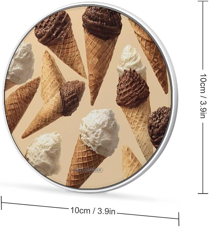 Ice Cream Wafers Cone Phone Charger Magnetic Charging Pad Anti-Slip with USB Cable