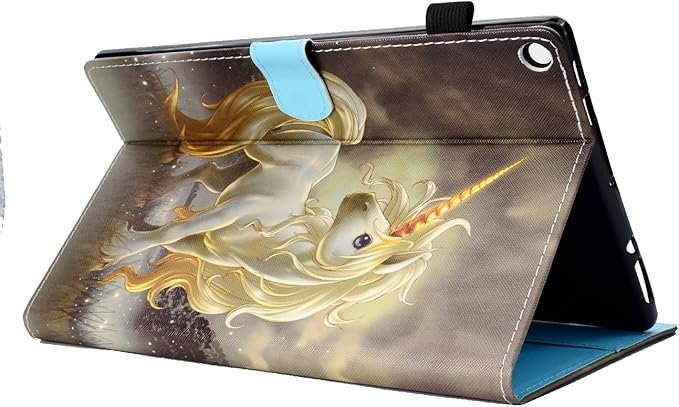 All-New Fire HD 10 Case Techcircle Slim Folio Stand Magnetic Smart Cover with Card Slots &amp Pen Holder Compatible with 10.1 Fire HD 10 Tablet 5th/7th/9th Generation Auto Wake/Sleep Unicorn