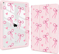 Teryeefi for iPad 9th Generation Case Clear Back Cover with Pencil Holder &amp Auto Sleep/Wake for iPad 10.2 inch 9th/8th/7th Generation 2021/2020/2019 - Cute Pink Bow