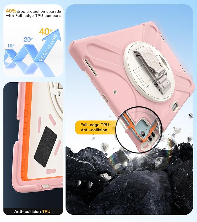 BRAECN Case for iPad Air 13 Inch 2026(M4)/2025(M3)/2024(M2) &amp iPad Pro 12.9''(2022/2021/2020/2018) Full-Body Protection Screen Protector Pencil Holder 360° Rotating Handle Kicktand Kids Friendly