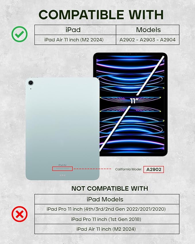 Porter Riley - Leather Case Compatible with iPad Air 11 6th Gen M3 / M2 (2025/2024) Release. Premium Genuine Leather Stand/Cover/Flip Case (Pure Black)