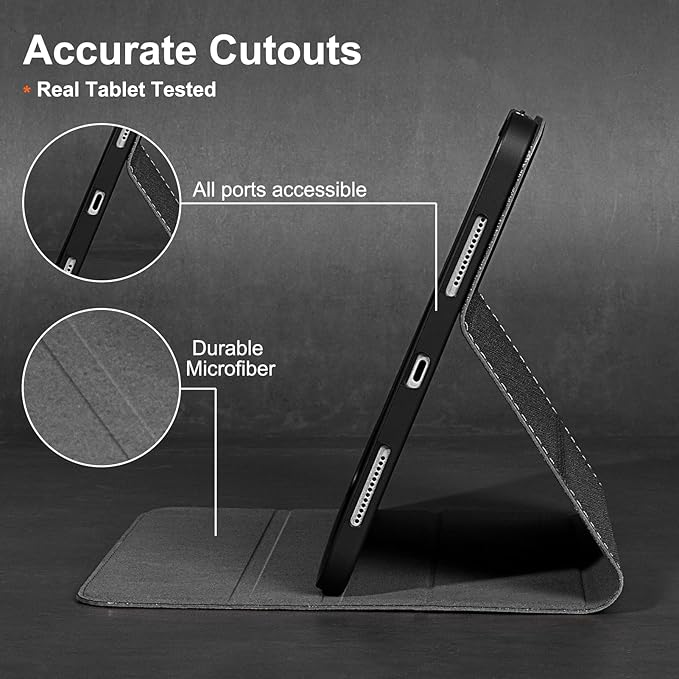 Gexmil Leather Case for iPad mini 7 (A17 Pro) 2024 / iPad mini 6 Generation 2021 8.3 InchPremium Cowhide Cover with Pencil HolderAdjustable Stand Auto Wake/SleepPalm-Print Black
