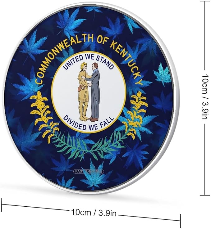 Kentucky Flag Leaves Fast Portable Charger 10W Funny Graphic Phone Charging Pad with USB Cable