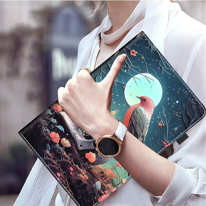 Case Fits Amazon Kindle Fire HD 8 &amp 8 Plus Tablet (12th Generation/10th Generation 2022/2020 Release) 8 Multi-Angle Smart Stand Cover Auto Sleep/WakeRed Bird Skull Flower
