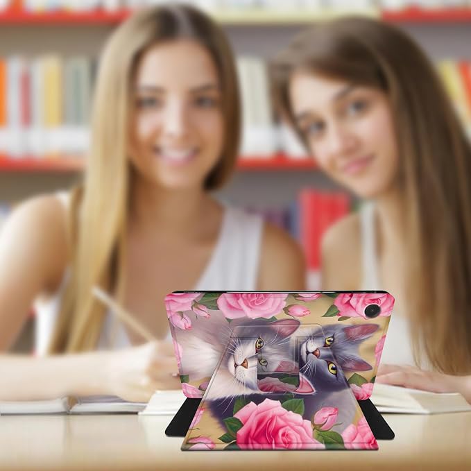 Pink Rose Flower Cat