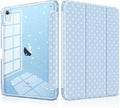 DONGKE for iPad Pro 11 inch Case – Fits M5 2025 / M4 2024 Shockproof Sparkling Glitter Acrylic Back Pencil Holder Trifold Stand Auto Sleep/Wake &amp Touch ID Support - Blue Polka Dot