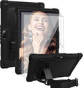for Vankyo MatrixPad S10 Tab Case YQSAVIOR CUPEISI Coopers YQ10S VIVIMAGE A10 A38 BYANDBY BYYQ10S 10.1 Case Built in Kickstand Shoulder Strap Shell with Screen Protector (Black+Black/2 Pcs)