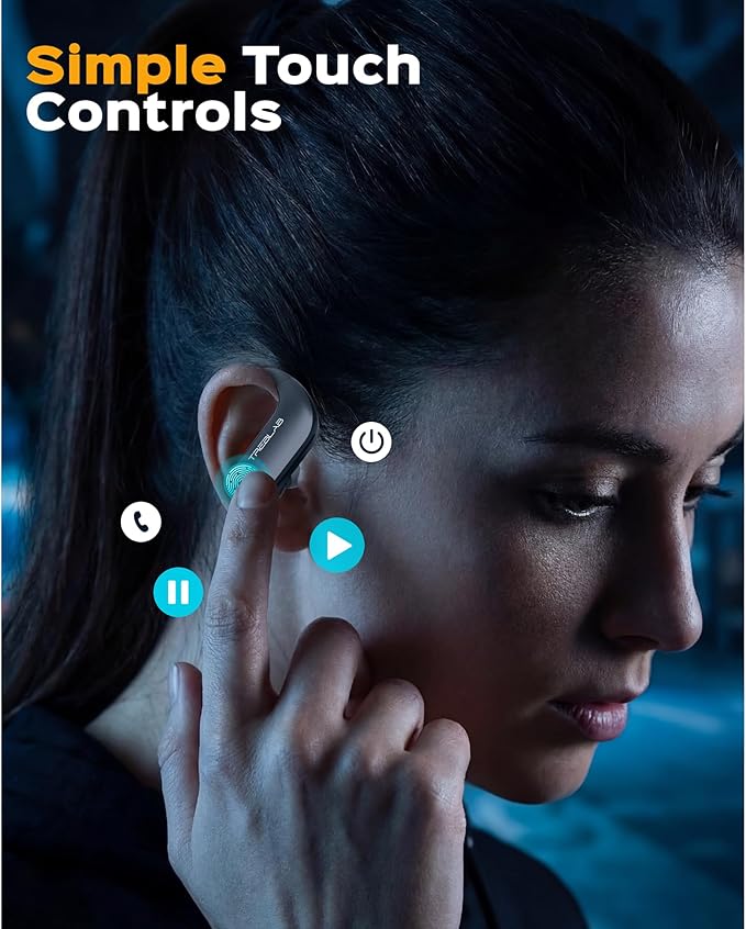 TREBLAB X3 Pro - Sports Wireless Ear Buds Bluetooth - Comfortable Workout Headphones with Secure Ear Hooks 9H Long Battery Life IPX5 Sweatproof Earphones Noise Isolation Over Ear Earbuds