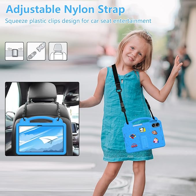 Compatible with Xiaomi Redmi Pad Pro 12.1 2024 Tablet Case Kids Friendly Universal Lightweight Shockproof Protective Case with Shoulder Strap &amp Stand Handle Sky Blue