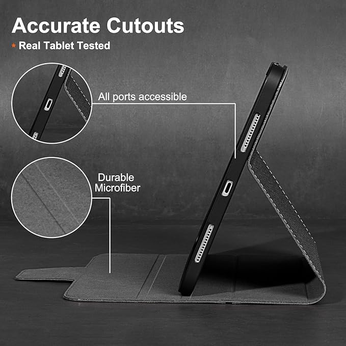 Gexmil Leather Case for iPad (A16) 11th Generation 11 Inch 2025 iPad 10th Generation 10.9 Inch 2022Protective Cover with Pencil HolderMagnetic ClosureAuto Sleep/WakePalm-Print Black