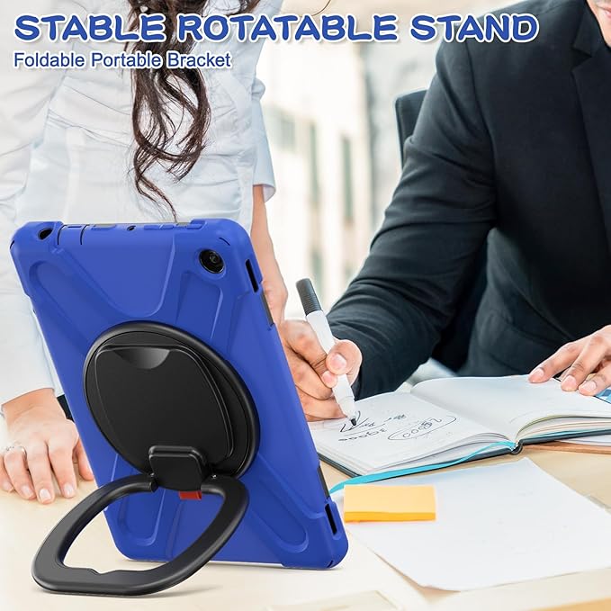 Heavy Duty Case for Fire HD 10 Tablet Case (13th Generation 2023 Release) Shockproof Protective Rugged Case with 360 Rotating StandCarrying Shoulder Strap Blue