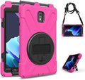 Case for Samsung Galaxy Tab Active 3 8 T570 T575 T577 Heavy Duty Shockproof Rugged 3 Layer Kids Durable Case with 360 Swivel Kickstand Shoulder Strap &amp Hand Strap (Rose Red)