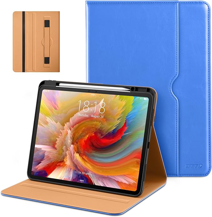DTTO for iPad Pro 13 inch Case (M5/M4) 2025/2024 Premium Leather Business Folio Stand Cover with Pencil Holder - Auto Wake/Sleep &amp Multiple Viewing Angles Built in Hand Strap &amp Pocket Royal