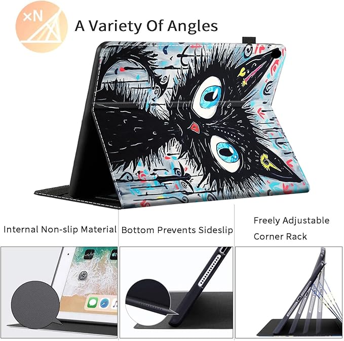 Case for All-New Amazon Kindle Fire HD 8 &amp 8 Plus Tablet (12th Generation/10th Generation 2022/2020 Release) 8 Durable Shockproof Protective CoverBlack Cat