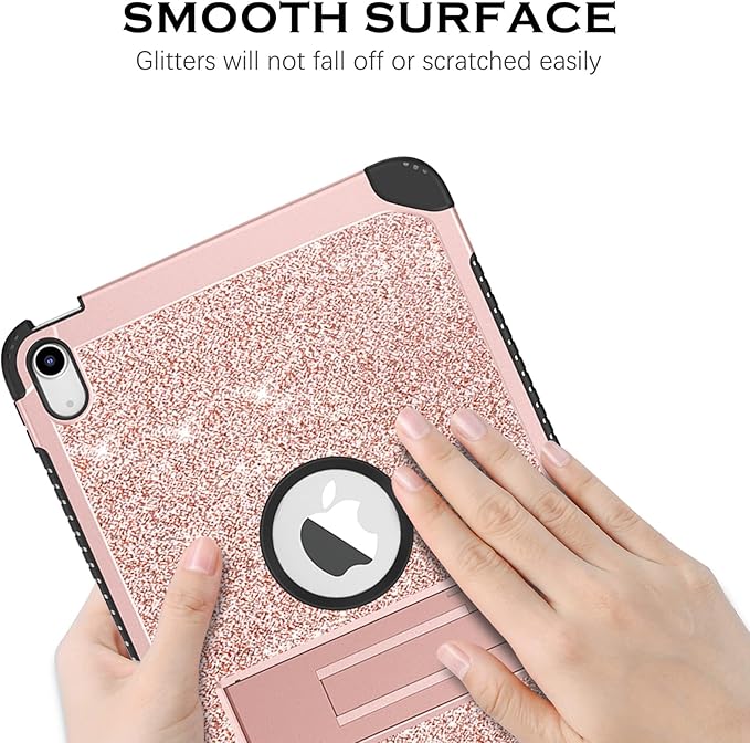 YINLAI Case for iPad 10th Generation iPad Case 10th Generation 2022 10.9-Inch Kid Girl Women Slim Stand Glitter Bling Shockproof Protective Cover for iPad 10th Gen A2696/A2757/A2777 Rose Gold/Pink