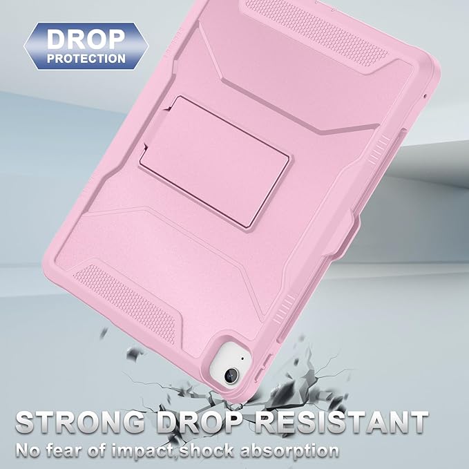 Soke Case for iPad Air 13-Inch M4 2026 M3 2025 &amp M2 2024with Built-in Screen Protector and Kickstand Rugged Full-Body Heavy Duty Protective Cover for Apple iPad Air 13 - Pink