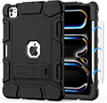Case for iPad Pro 11 Inch Case (M5 2025/ M4 2024) with Pencil Holder Built-in Stand Military Grade Shockproof Protective Cover for iPad Pro 11 Black