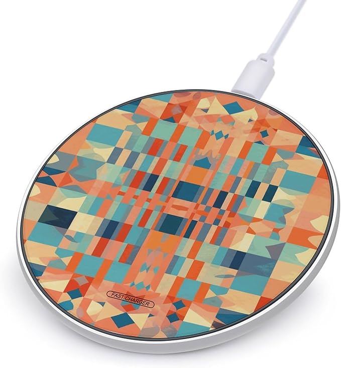 Light Colored Pattern Wireless Charger Fast Wireless Charging Pad with USB Cable 10W Anti-Slip Magnetic Wireless Charger Portable Slim Charger Puck Travel Charging Station