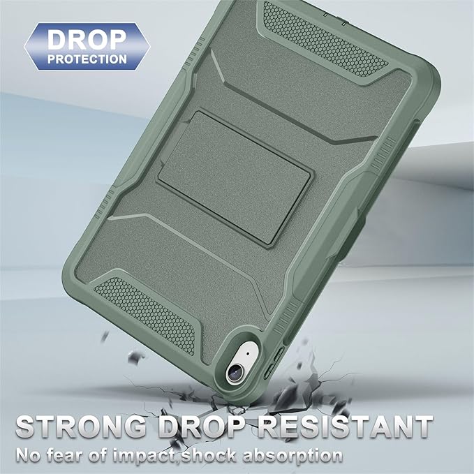 Soke Case for iPad (A16) 11th Generation 11-inch 2025 iPad 10th Generation 10.9-inch 2022 with Built-in Screen Protector and Kickstand Rugged Full Body Protective Cover - Calke Green