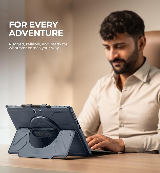 Dexnor for Microsoft Surface Pro 11/10/9 Case 13 inch 2024/2022 Rugged Protective Case with 360° Rotating Hand Strap &amp Large Stand &amp Pen Holder Shockproof Full-Body Cover Blue
