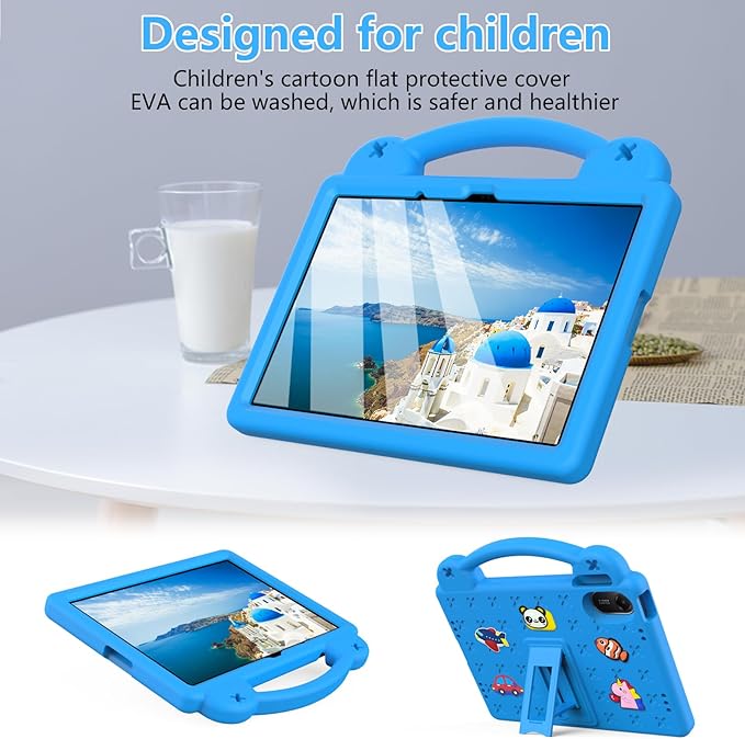 Compatible with Xiaomi Redmi Pad 2 2025 11 inch Tablet Case Kids Friendly Universal Lightweight Shockproof Protective Case with Shoulder Strap &amp Stand Handle Sky Blue