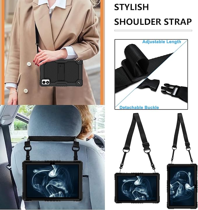 Case for Vortex ZTAB10/T10M PRO 10.1 inch Tablet Hybrid Shockproof Case Built in Kickstand with Screen Protector for Vortex ZTAB 10/T10M PRO 10.1 inch Tablet (Black/Black/1 PC)