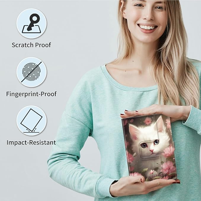 Universal Case for 2024 10 Inch Android 14 Tablets with Octa-Core Lightweight Flip Stand and Adjustable Protective Cover Case for 9 - 10.5 Touchscreen Tablet Flower Cat
