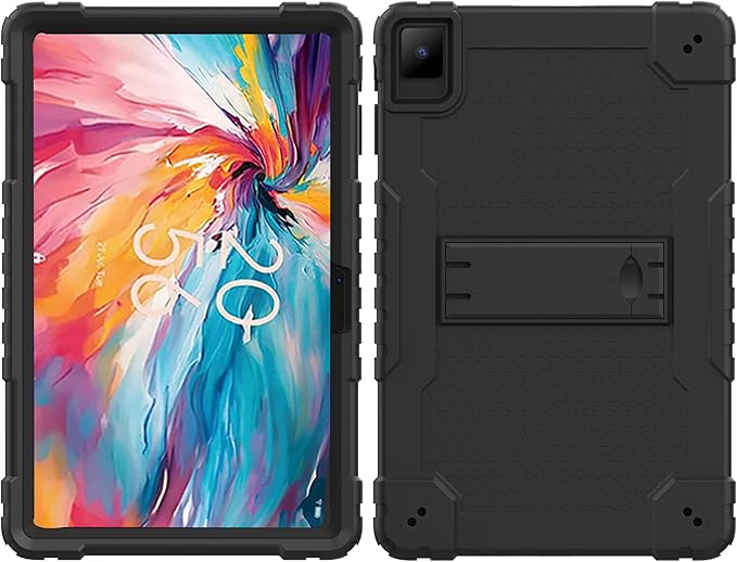 for TCL TAB 10 NXTPAPER 5G 10.4 Inch Tablet case Hybrid Shockproof Silicone Gel Protective Cover with Kickstand for TCL TAB 10 NXTPAPER 5G 10.4 Inch 2025 (9199S) (Black+2 PCS Glass)