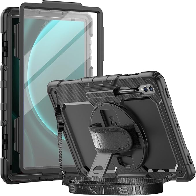 Herize Case Compatible with Samsung Galaxy Tab S10/S9/S8 Ultra 14.6 Inch with Screen Protector Pen Holder | Shockproof Cover W/Stand Shoulder Strap Hand Strap