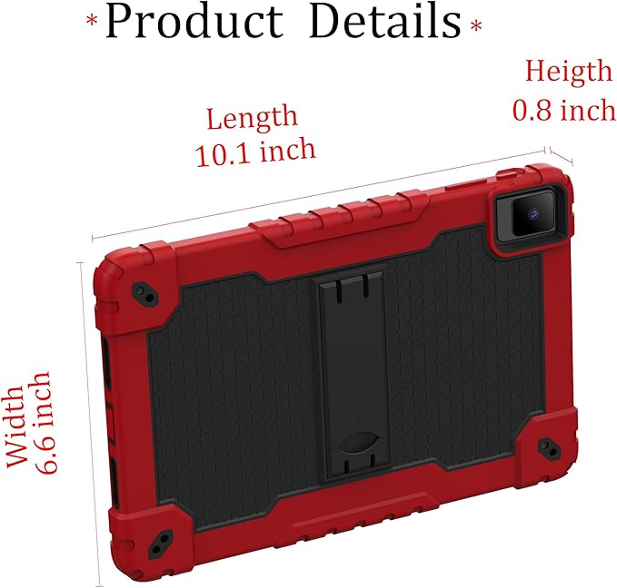 for TCL TAB 10 NXTPAPER 5G 10.4 Inch Tablet case Hybrid Shockproof Silicone Gel Protective Cover with Kickstand for TCL TAB 10 NXTPAPER 5G 10.4 Inch 2025 (9199S) (Red/Black)