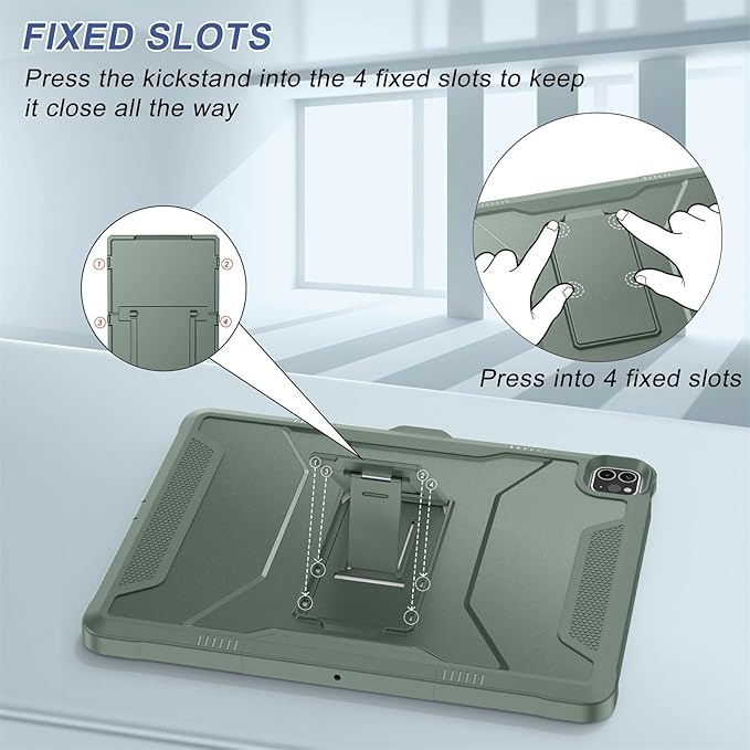 Soke Case for iPad Pro 12.9 Inch 6th/5th/4th Generation(2022/2021/2020 Release) Rugged Shockproof Protective Cover with Built-in Kickstand for Apple iPad Pro 12.9 - Calke Green