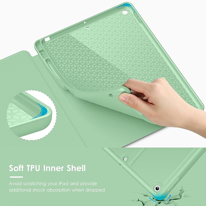 VIKESI Case for iPad 9th / 8th / 7th Generation 10.2 inch (2021/2020/2019 Released)Multiple Angles Magnetic Stand CoverShockproof BackPencil Holderand Auto Sleep/WakeMatcha