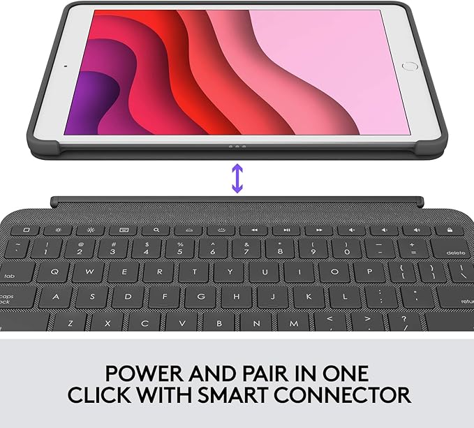 Logitech Combo Touch for iPad (7th 8th and 9th Generation) Keyboard case with trackpad Wireless Keyboard Smart Connector Technology - Graphite